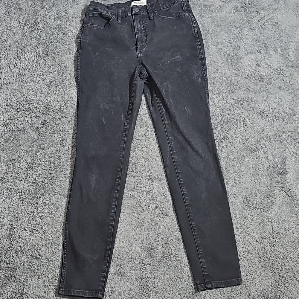 Madewell 10'' High Rise Skinny Jeans Black Ankle Stretch Cotton Denim Size 28